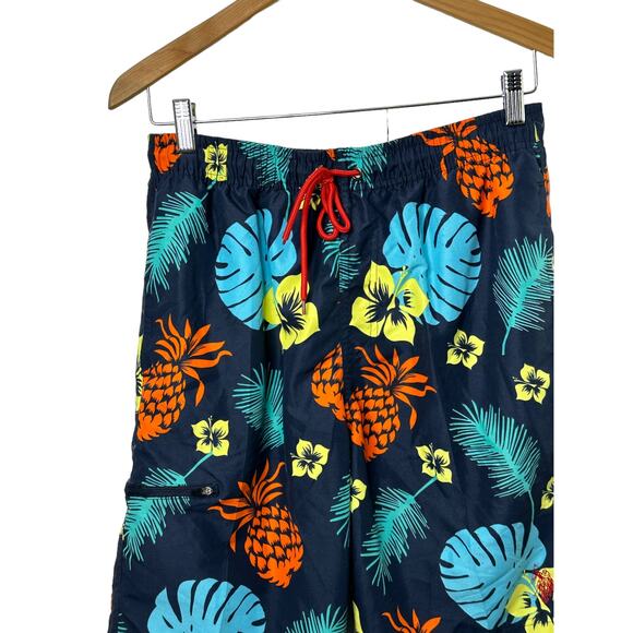 US Polo Assn Navy Blue Tropical Lined Swim Trunks Men's Size Medium - Picture 6 of 7